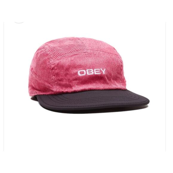 OBEY - Icon Reversible 5 Panel Hat, Black Pink Corduroy Adjustable Cord toggle - Picture 1 of 7